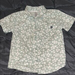 Floral Button Down Kids Shirt - Green